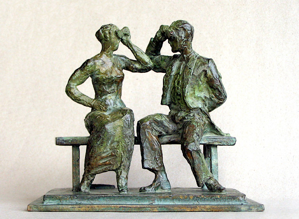 Kl. Brautpaar, Bronze, L. 20cm, 2003